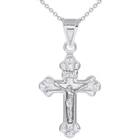 Load image into Gallery viewer, 14k White Gold Christian INRI Cross Crucifix with Jesus Pendant with Necklace
