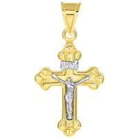 Load image into Gallery viewer, 14k Two-Tone Gold Christian INRI Cross Crucifix with Jesus Pendant with Necklace
