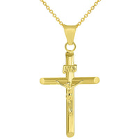 Load image into Gallery viewer, 14k Yellow Gold Classic Christian Cross INRI Crucifix Pendant Necklace
