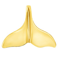 Load image into Gallery viewer, Solid 14k Yellow Gold Classic Dolphin Tail Fin Pendant With Cable, Curb or Figaro Chain Necklace
