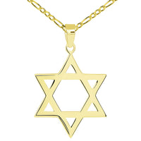 Load image into Gallery viewer, Solid 14k Yellow Gold Classic Hebrew Star of David Pendant with Figaro Necklace
