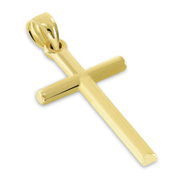Load image into Gallery viewer, 14k Yellow Gold Classic Latin Plain Cross Pendant with Cable, Curb, or Figaro Chain Necklaces
