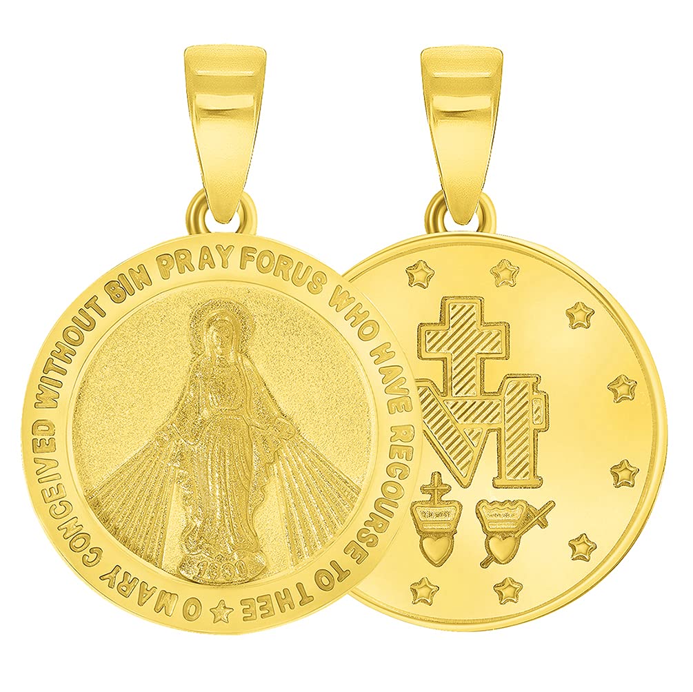 14k Gold Classic Miraculous Medallion of the Virgin Mary Pendant - Yellow Gold