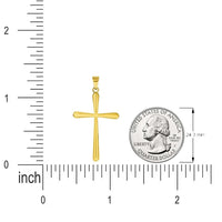 Load image into Gallery viewer, 14k Yellow Gold Classic Plain Religious Cross Pendant with Rolo Cable, Cuban Curb, or Figaro Chain Necklace
