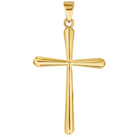 Load image into Gallery viewer, 14k Yellow Gold Classic Plain Religious Cross Pendant with Rolo Cable, Cuban Curb, or Figaro Chain Necklace
