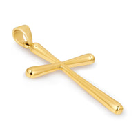 Load image into Gallery viewer, 14k Yellow Gold Classic Plain Religious Cross Pendant with Rolo Cable, Cuban Curb, or Figaro Chain Necklace
