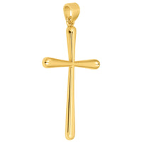 Load image into Gallery viewer, 14k Yellow Gold Classic Plain Religious Cross Pendant with Rolo Cable, Cuban Curb, or Figaro Chain Necklace

