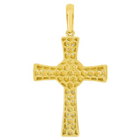 Load image into Gallery viewer, 14k Yellow Gold Cubic Zirconia Saint Jude Cross Pendant with Rolo Cable, Cuban Curb, or Figaro Chain Necklace
