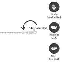 Load image into Gallery viewer, Solid 14k White Gold Dainty 1.5mm Rope Chain Necklace with Lobster Claw - Diamond-Cut
