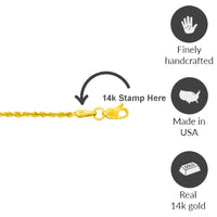 Load image into Gallery viewer, Solid 14k Yellow Gold Dainty 1mm Rope Chain Necklace with Lobster Claw
