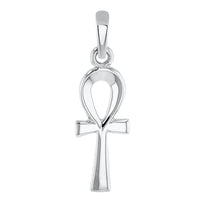 Load image into Gallery viewer, Solid 14k White Gold Dainty Egyptian Ankh Cross Charm Pendant with Chain Necklace
