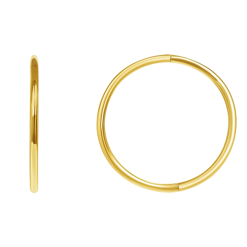 Jewelry America 14K Gold Dainty Endless Huggie Hoops Sleeper Earrings White Gold 12mm