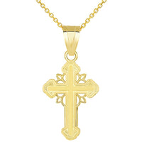 Load image into Gallery viewer, 14k Yellow Gold Dainty Greek Orthodox Cross Charm Pendant Necklace
