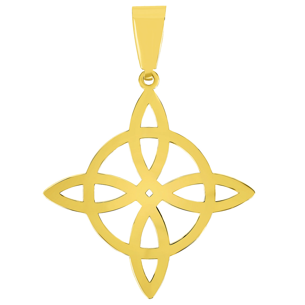 Solid 14k Yellow Gold Dainty Witch's Knot Cross Wiccan Symbol Pendant