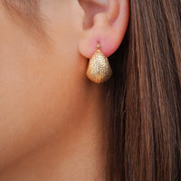 Load image into Gallery viewer, 14k Yellow Gold Textured Bold Dome Hoop Earrings with Latch Back - Diamond-Cut
