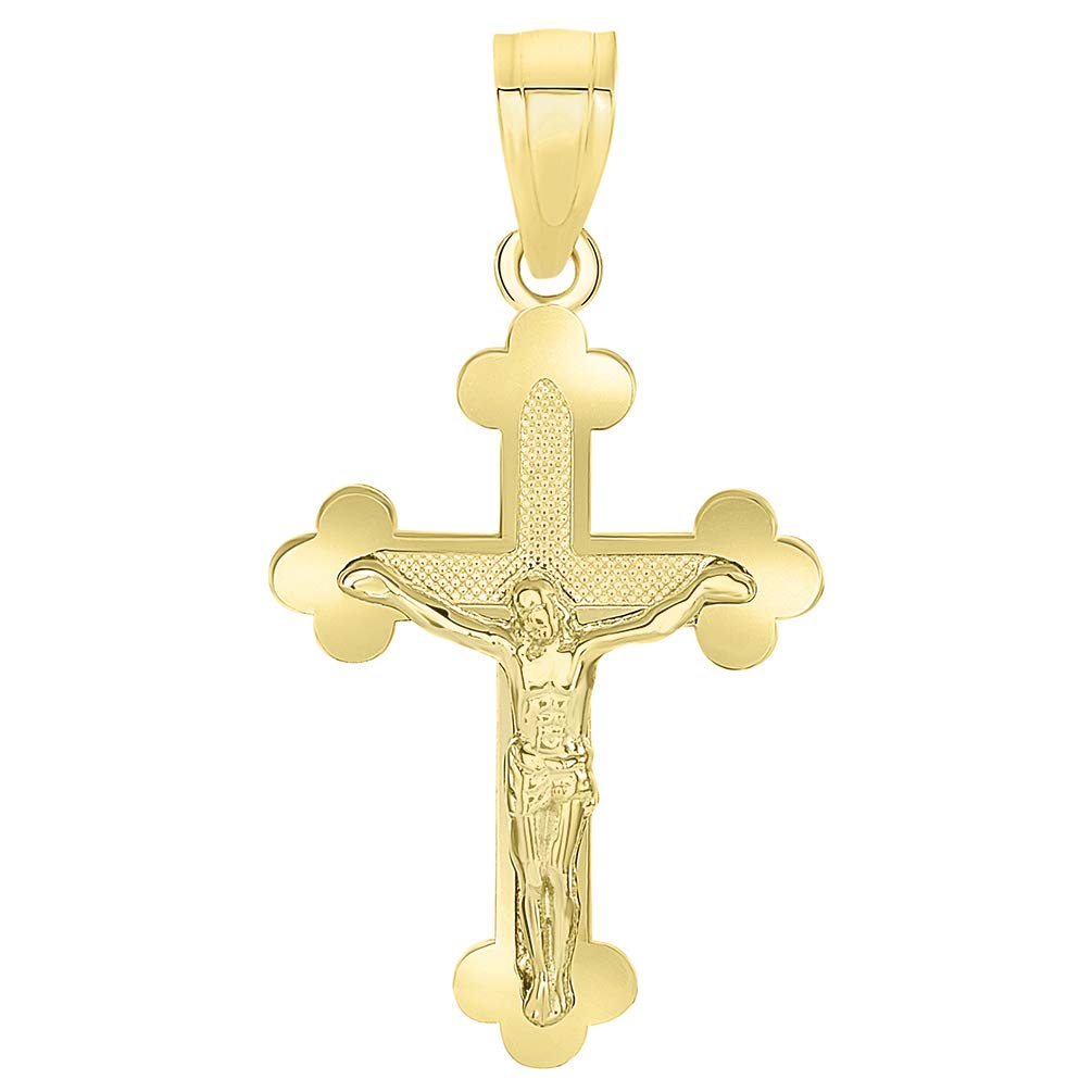 14k Yellow Gold Eastern Orthodox Cross Crucifix Charm Pendant