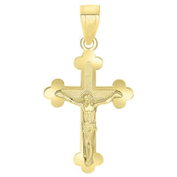 Load image into Gallery viewer, 14k Yellow Gold Eastern Orthodox Cross Crucifix Charm Pendant with Cuban Necklace

