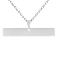 Load image into Gallery viewer, Solid 14k White Gold Engravable Personalized Horizontal Bar Charm Pendant Necklace
