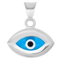 Load image into Gallery viewer, 14k White Gold Eye Shaped Plain Blue Evil Eye Charm Pendant Necklace
