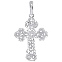 Load image into Gallery viewer, Solid 14k White Gold Filigree Eastern Orthodox Cross Pendant Necklace

