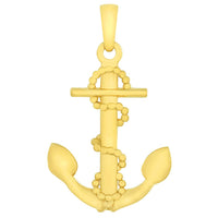 Load image into Gallery viewer, 14k Yellow Gold Foul Anchor Charm Nautical Pendant with Rolo Cable, Cuban Curb, or Figaro Chain Necklaces
