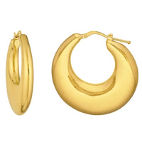Load image into Gallery viewer, 14k Yellow Gold Graduated Puffed Hoop Earrings with Hinged Back
