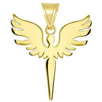 Load image into Gallery viewer, Solid 14k Yellow Gold Guardian Angel Archangel Silhouette Pendant Necklace
