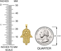 Load image into Gallery viewer, 14k Solid Yellow Gold Hamsa Hand Star of David Pendant with Pin Brooch
