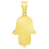 Load image into Gallery viewer, 14k Yellow Gold Textured and High Polished 3D Hamsa Hand Charm Pendant with Cable, Cuban Curb, or Figaro Chain Necklaces
