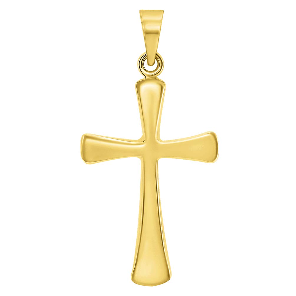 14k Yellow Gold High Polished Religious Plain Simple Cross Pendant (25 mm x 13 mm)