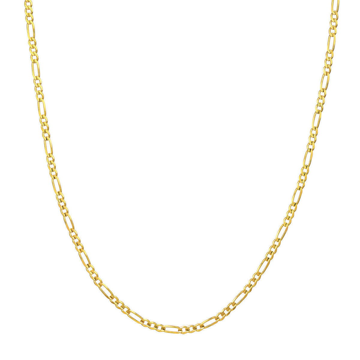 14k Yellow Gold Hollow 2.5mm Figaro Chain Necklace with Lobster Lock