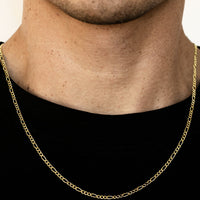 Load image into Gallery viewer, 14k Yellow Gold Hollow 2.5mm Figaro Chain Necklace with Lobster Lock
