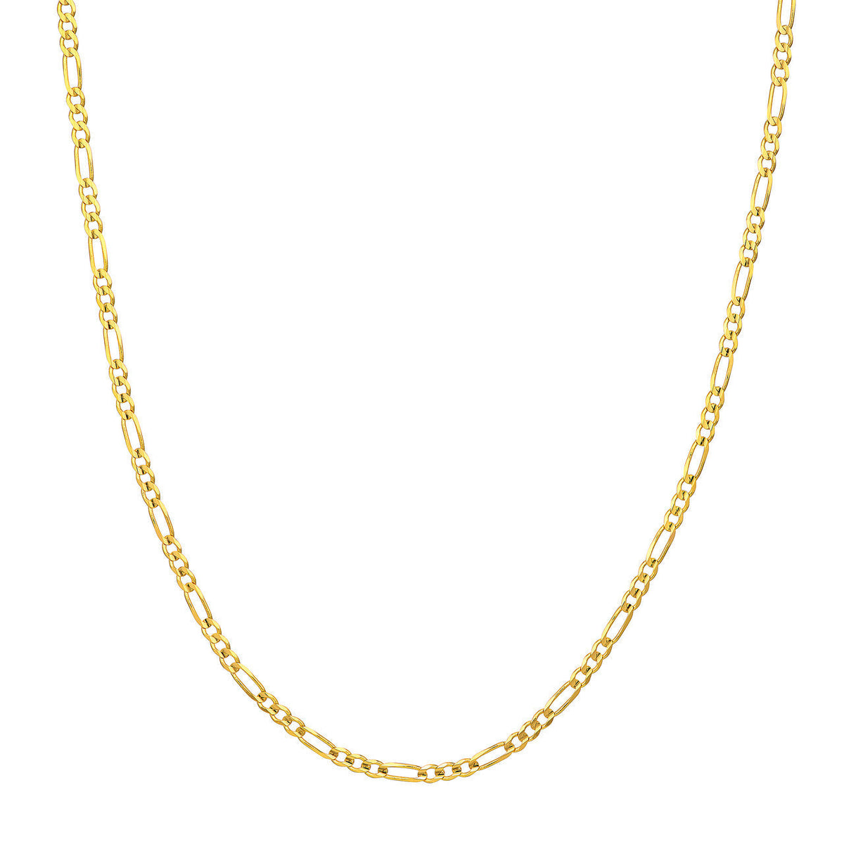 14k Yellow Gold Hollow 3.5mm Figaro Chain Necklace with Lobster Lock