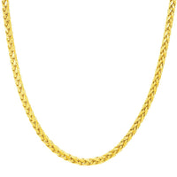 Load image into Gallery viewer, 14k Yellow Gold Hollow 4mm Braided Wheat Franco Chain Necklace with Lobster Claw Clasp
