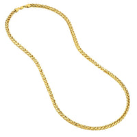 Load image into Gallery viewer, 14k Yellow Gold Hollow 4mm Braided Wheat Franco Chain Necklace with Lobster Claw Clasp
