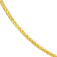 Load image into Gallery viewer, 14k Yellow Gold Hollow 4mm Braided Wheat Franco Chain Necklace with Lobster Claw Clasp
