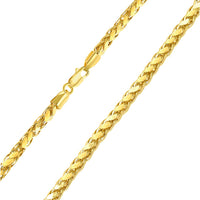 Load image into Gallery viewer, 14k Yellow Gold Hollow 5mm Braided Wheat Palm Chain Necklace with Lobster Claw Clasp
