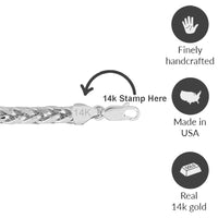 Load image into Gallery viewer, 14k White Gold Hollow 5mm Braided Wheat Chain Necklace with Lobster Claw Clasp
