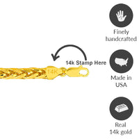 Load image into Gallery viewer, 14k Yellow Gold Hollow 5mm Braided Wheat Palm Chain Necklace with Lobster Claw Clasp
