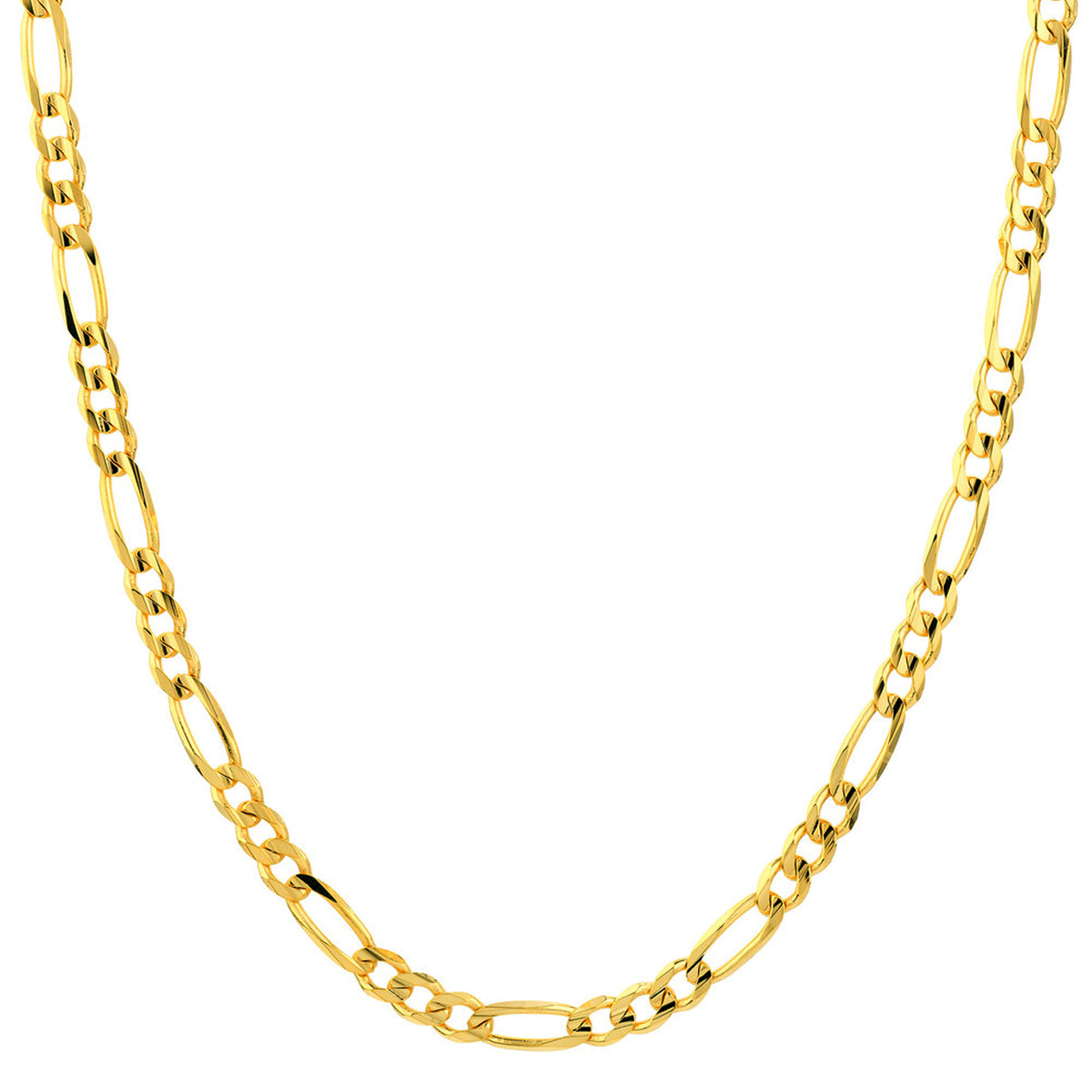 14k Yellow Gold Hollow 5mm Figaro Chain Necklace with Lobster Lock