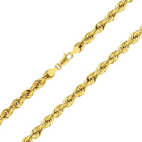 Load image into Gallery viewer, 14k Yellow Gold Hollow 6mm Rope Chain Necklace with Lobster Lock - Light Rope Chain with Diamond Cut

