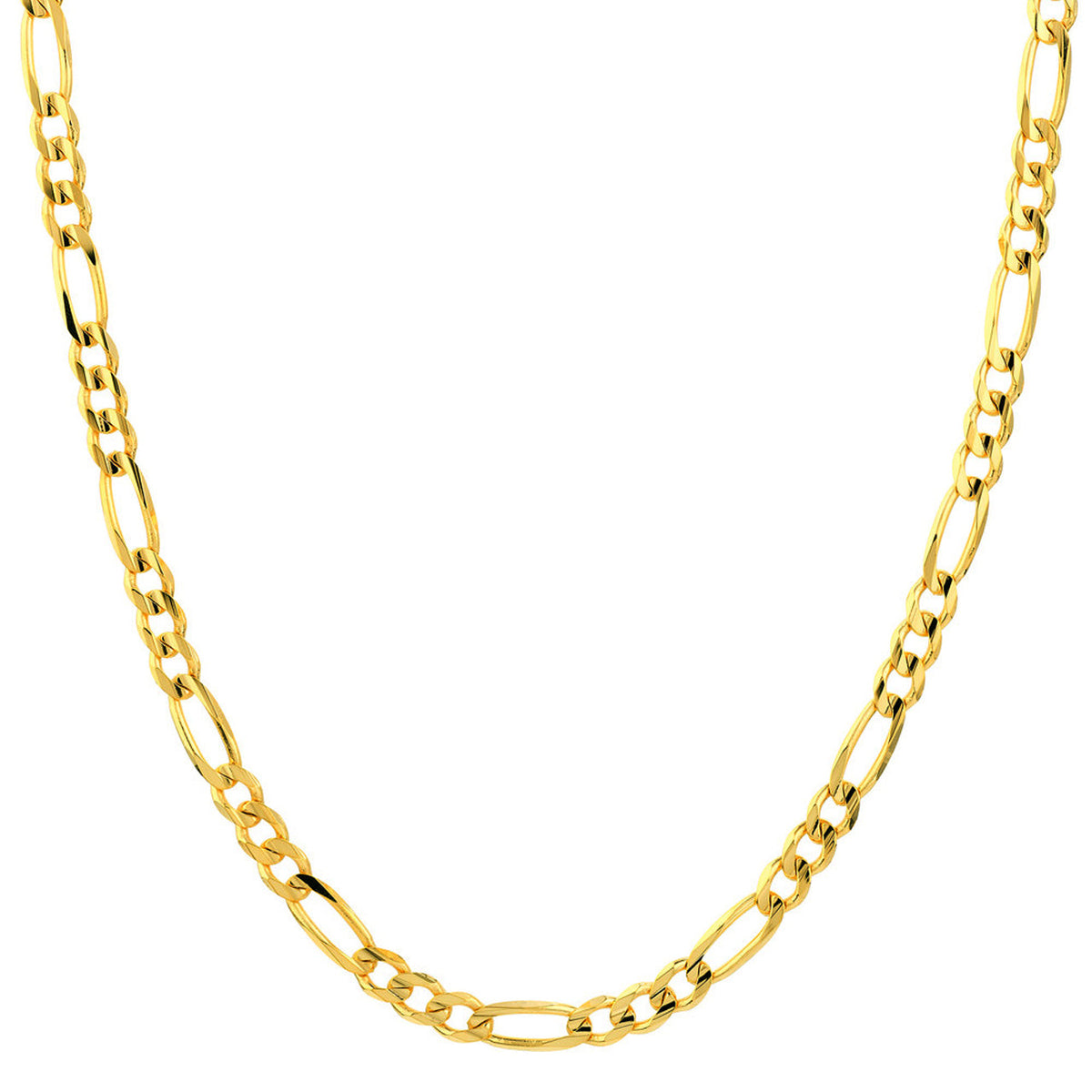 14k Yellow Gold Hollow 7.5mm Figaro Chain Necklace with Lobster Lock