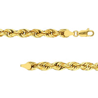 Load image into Gallery viewer, 14k Yellow Gold Hollow 8mm Rope Chain Necklace with Lobster Lock - Light Rope Chain with Diamond Cut
