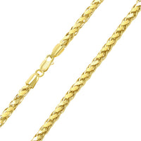Load image into Gallery viewer, 14k Yellow Gold or White Gold 3.5mm Hollow Square Braided D/C Wheat Chain Necklace with Lobster Claw Clasp
