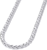 Load image into Gallery viewer, 14k Yellow Gold or White Gold 3.5mm Hollow Square Braided D/C Wheat Chain Necklace with Lobster Claw Clasp
