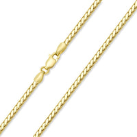 Load image into Gallery viewer, 14k Yellow Gold or White Gold 3mm Hollow Square Braided D/C Wheat Chain Necklace with Lobster Claw Clasp
