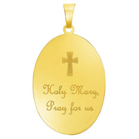 Load image into Gallery viewer, 14k Yellow Gold Holy Mary Pray For Us Picture Pendant with Cable, Cuban Curb, or Figaro Chain Necklaces
