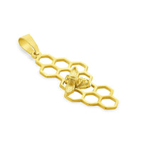 Load image into Gallery viewer, 14k Yellow Gold Honey Bee On Honeycomb Pendant With Cable, Curb or Figaro Chain Necklace
