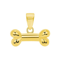 Load image into Gallery viewer, 14k Yellow Gold Horizontal Mini Dog Bone Charm Pendant with Rolo Cable, Curb, or Figaro Chain Necklaces
