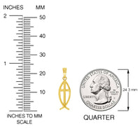 Load image into Gallery viewer, 14k Yellow Gold Ichthus Cross Charm Christian Fish Symbol Pendant Necklace
